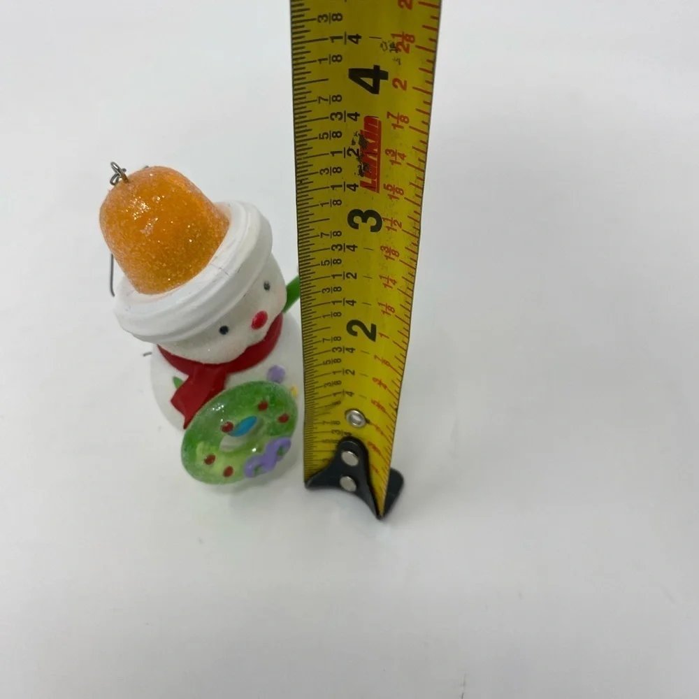 Glittery Snowman Ornament with Orange Hat